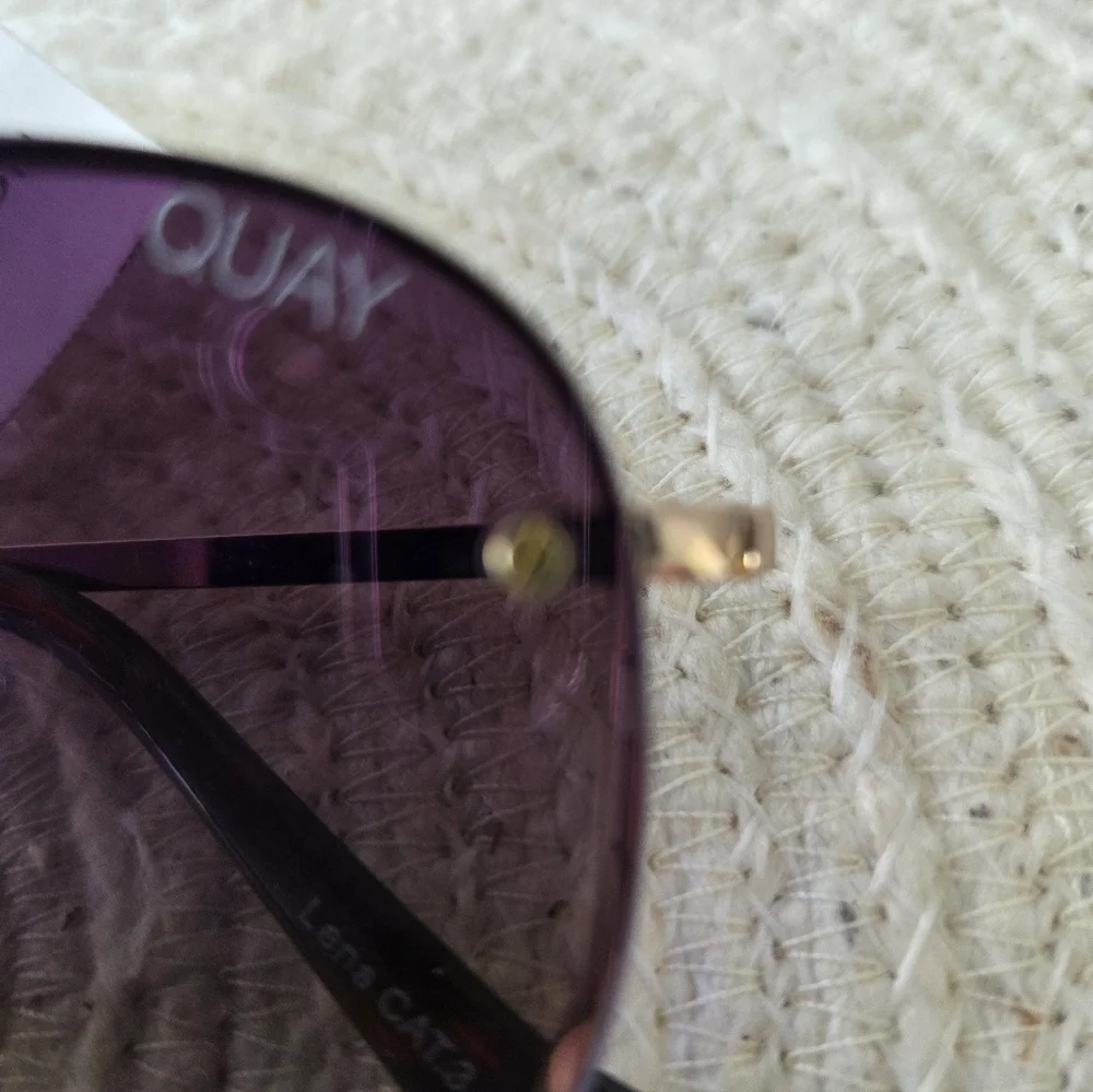 Quay Australia Jezabell Oversized Round Sunglasses Gold Purple Ombré